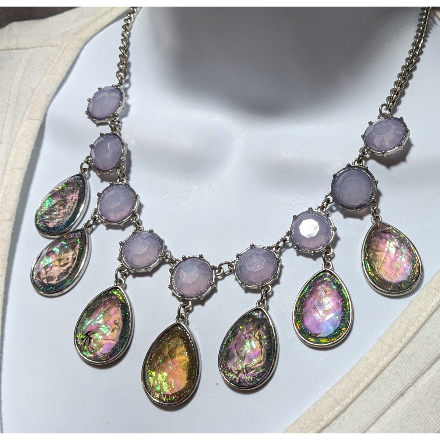 Whimsical Purple Faux Agate Necklace