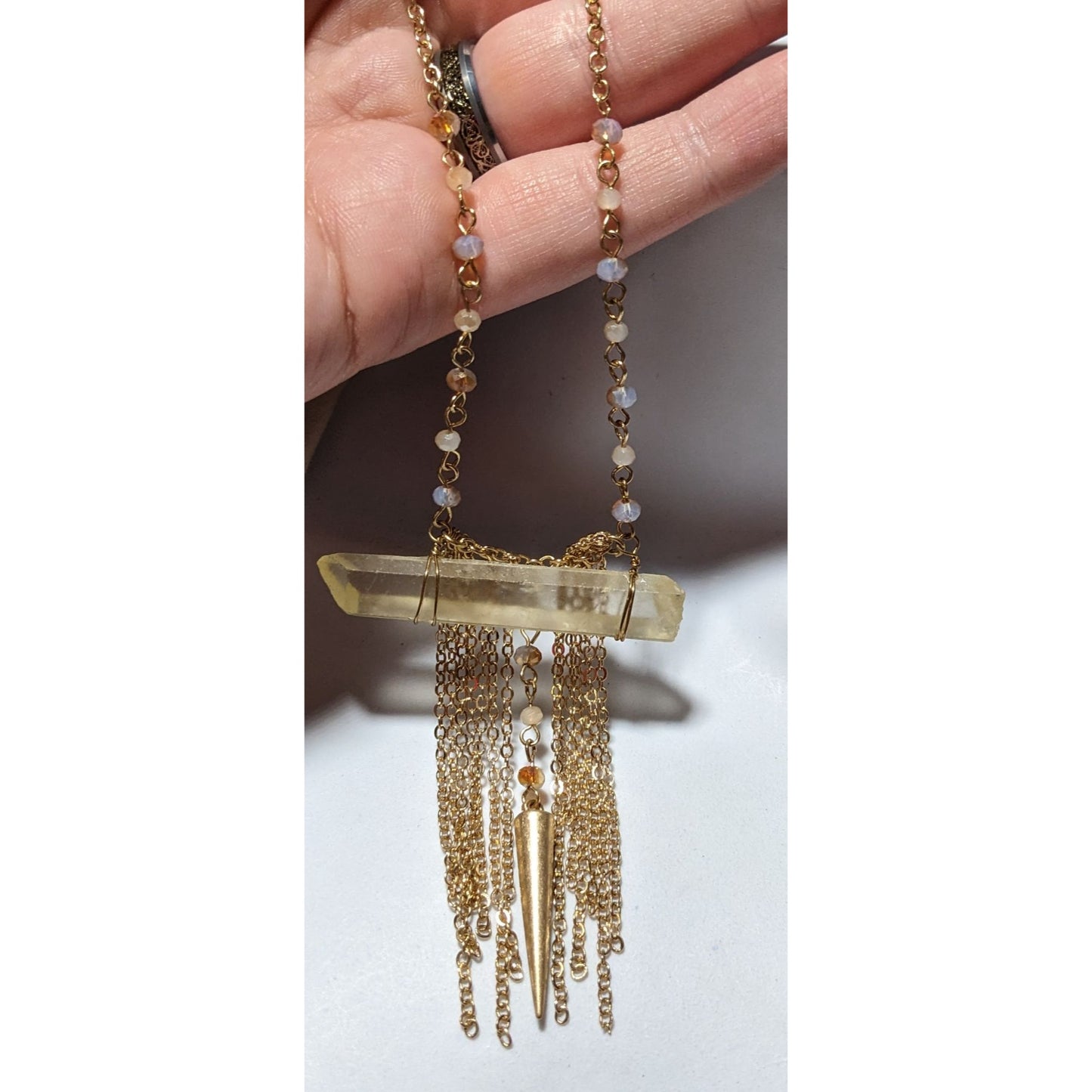 Mystical Bohemian Crystal Chain Fringe Necklace