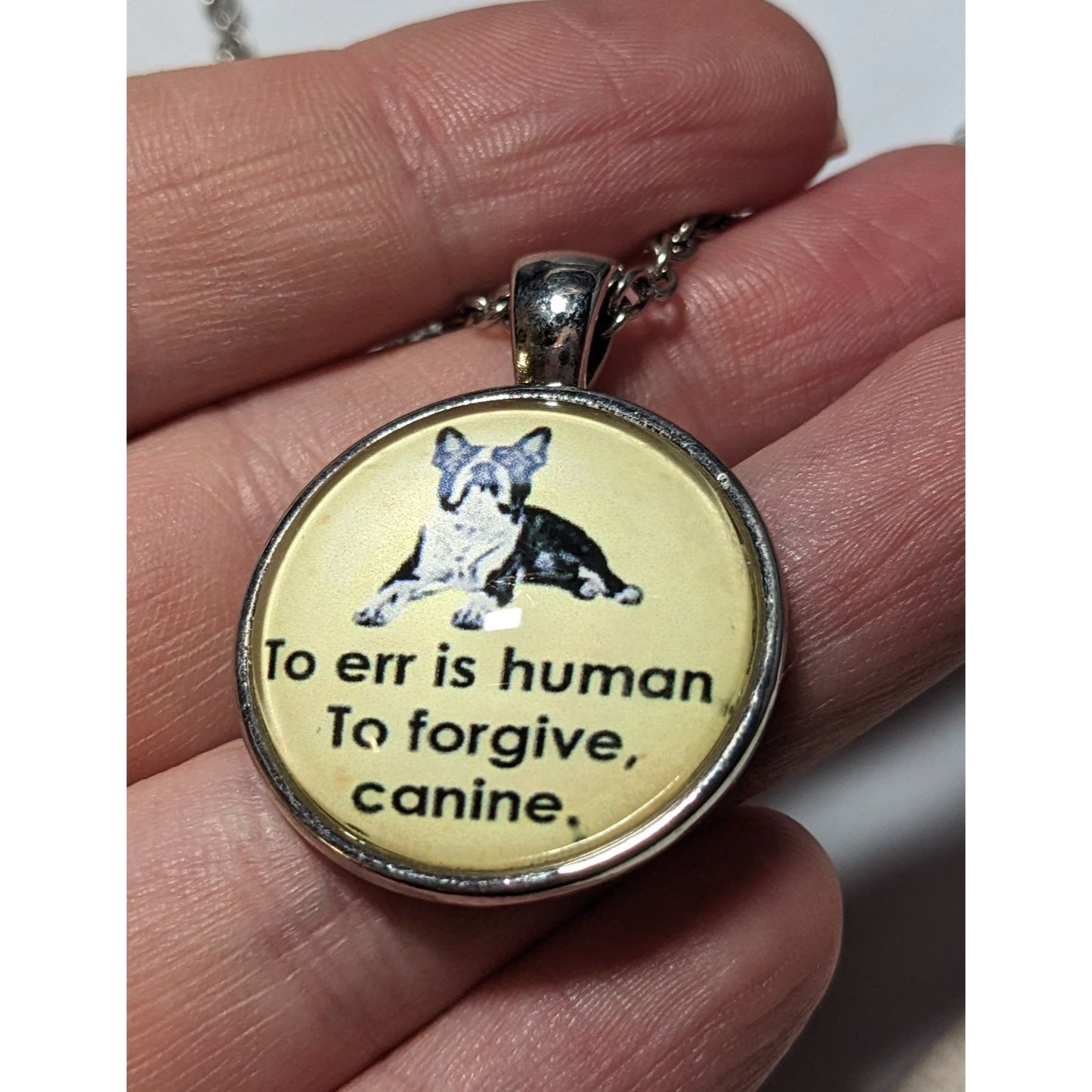 Yellow And Silver Dog Lover Pendant Necklace