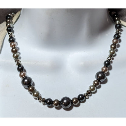 Roman Metallic Faux Pearl Beaded Necklace