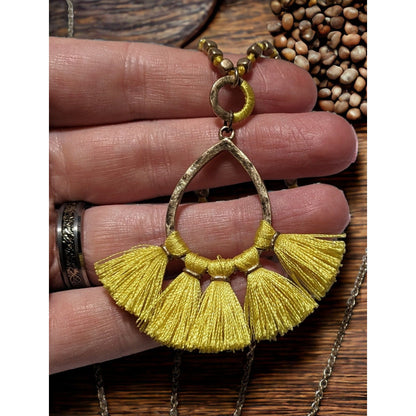 Yellow Tassel Pendant Necklace