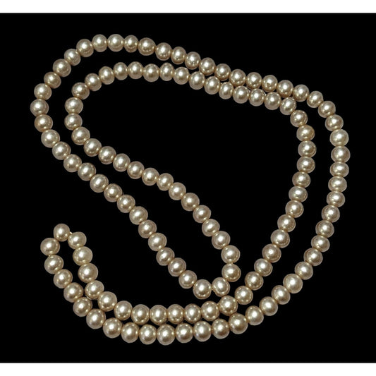 Vintage Tan Faux Pearl Beaded Necklace