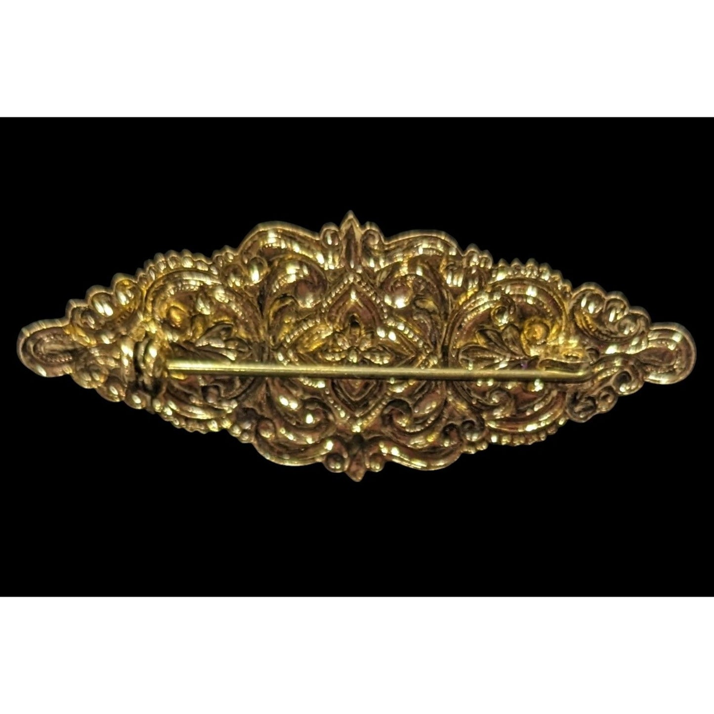 Vintage Victorian Vampire Red Gemmed Floral Brooch