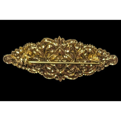 Vintage Victorian Vampire Red Gemmed Floral Brooch