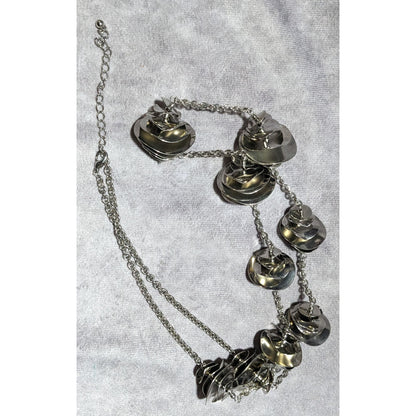 Abstract Silver Floral Chime Disc Necklace