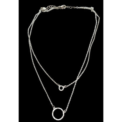 Liz Claiborne Silver Double Circle Necklace
