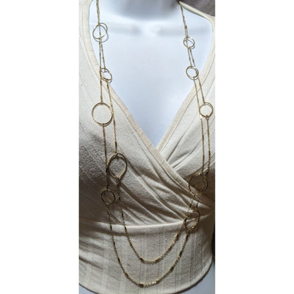 Multilayer Gold Chain Open Loop Necklace