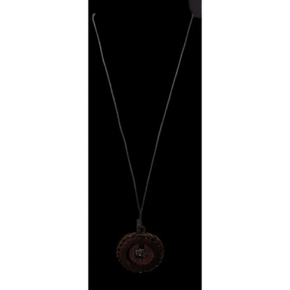 Vintage Bohemian Leather Wood And Metal Elephant Pendant Necklace
