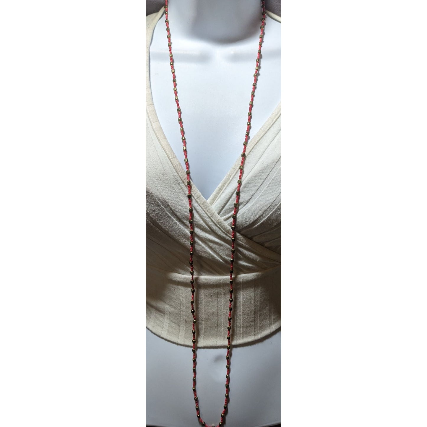 Red And Gold Bohemian Glass Beaded Necklace