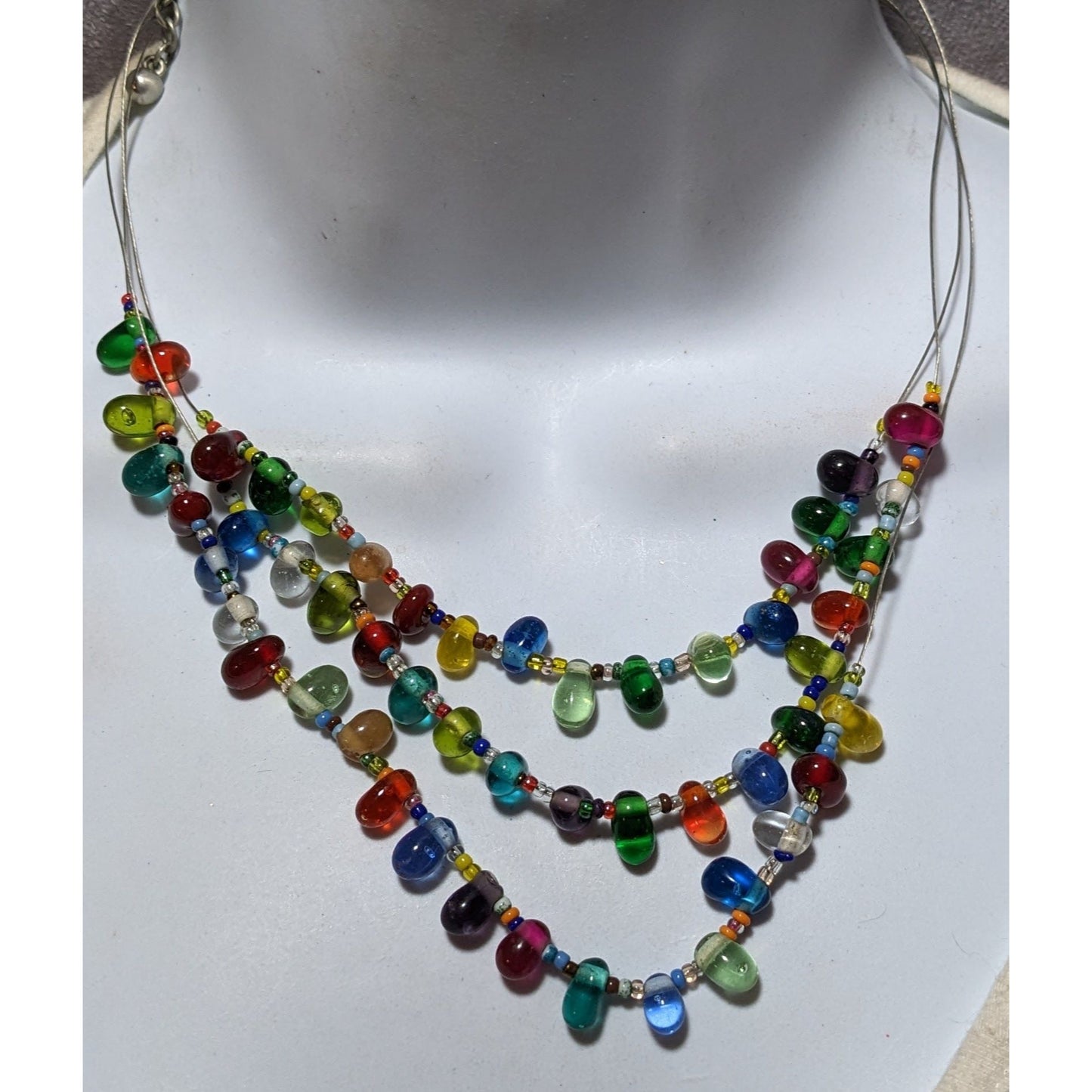 Candycore Multilayer Rainbow Glass Drop Necklace