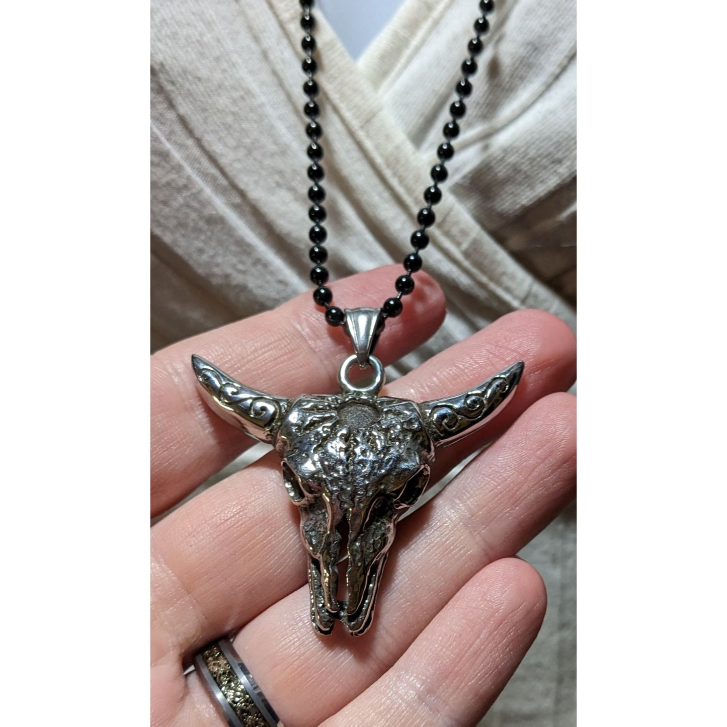 Chisel Stainless Steel Bull Head Necklace