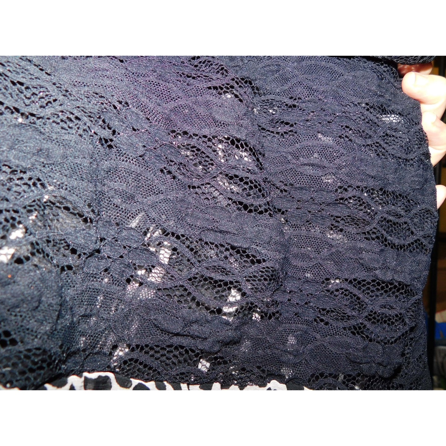 Black Lace & Animal Print Infinity Scarf With Abstract Pattern
