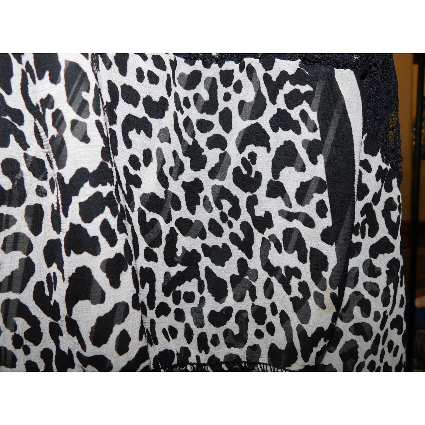 Black Lace & Animal Print Infinity Scarf With Abstract Pattern
