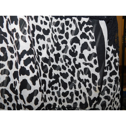 Black Lace & Animal Print Infinity Scarf With Abstract Pattern