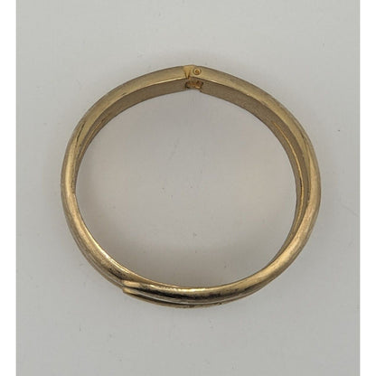 Vintage 80s Gold-Tone Hinged Crossover Claw Bangle Bracelet