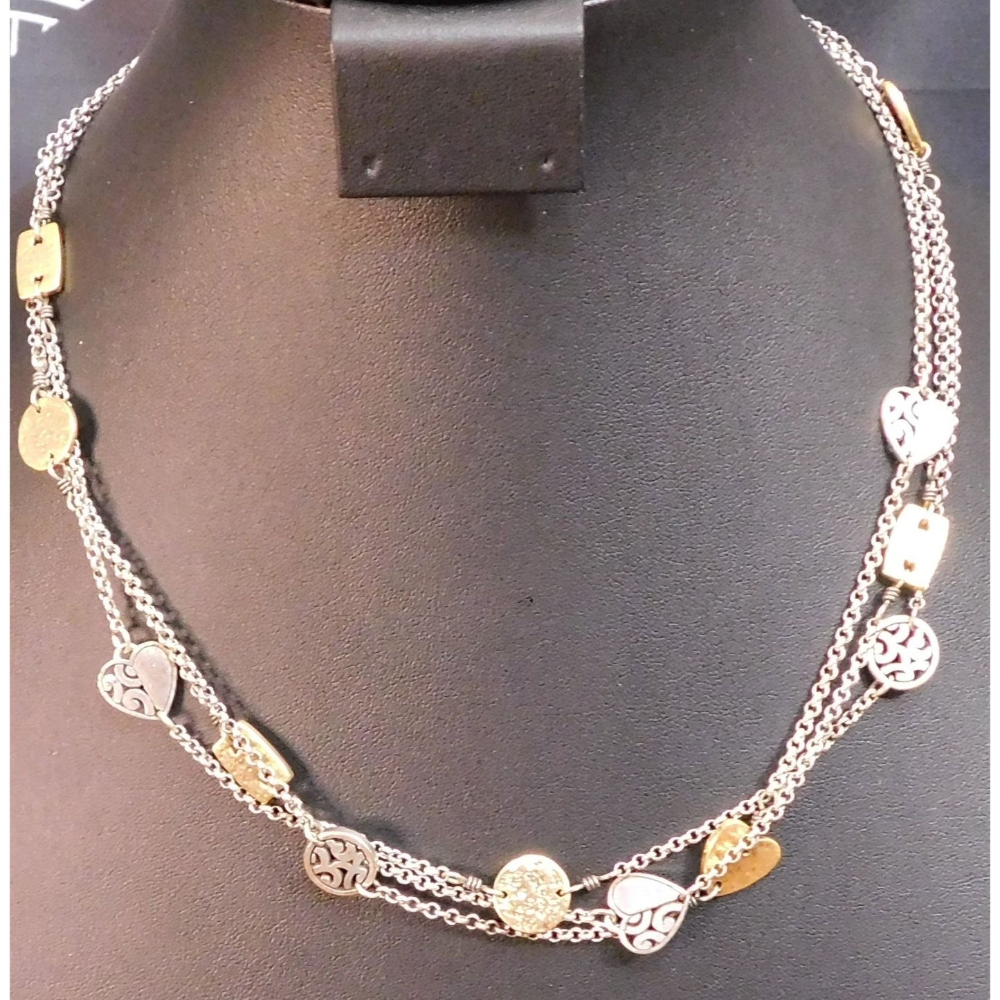 Vintage Brighton Layered Multi-Metallic Charm Necklace