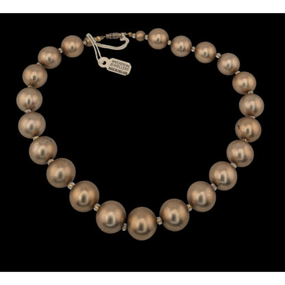 Vintage Glam Gold-Tone Beaded Necklace With Barrel Clasp Made In England