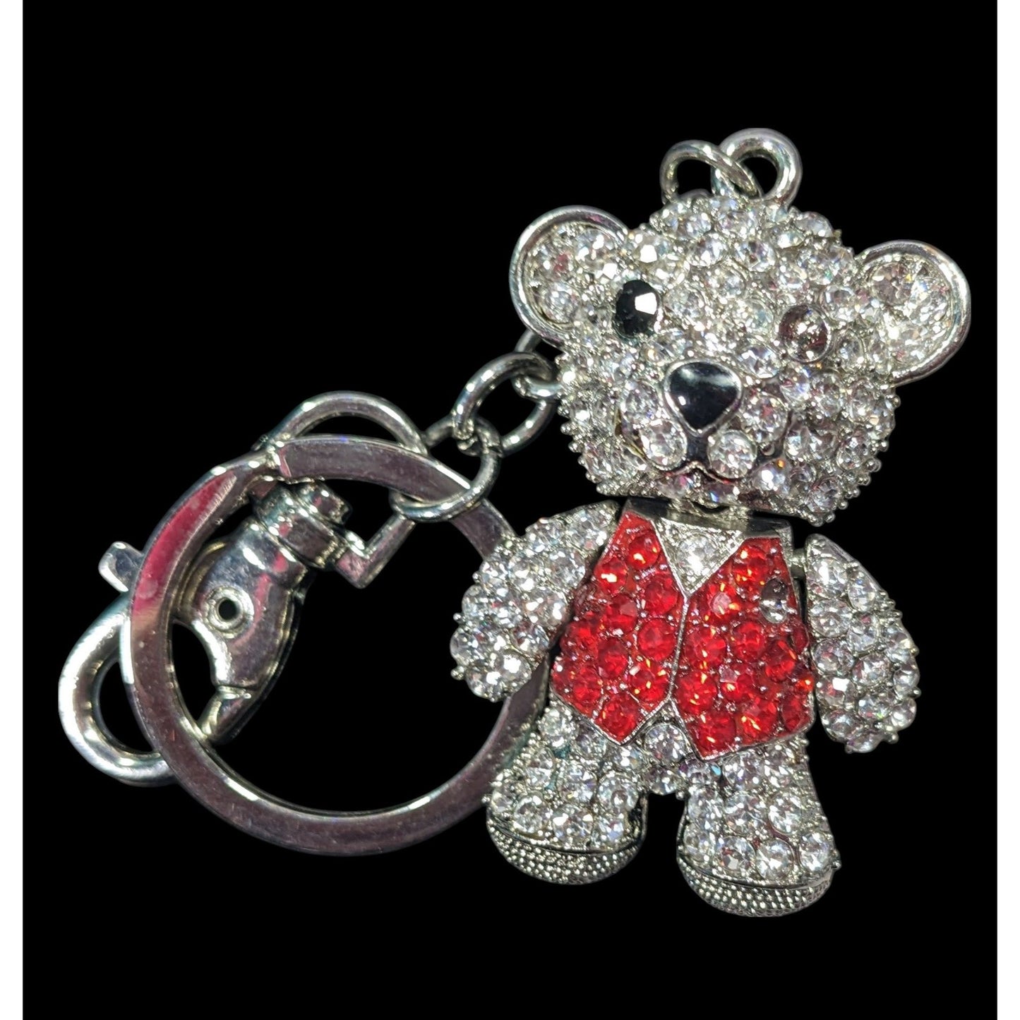 Glam Kidcore Rhinestone Articulated Teddy Bear Keychain