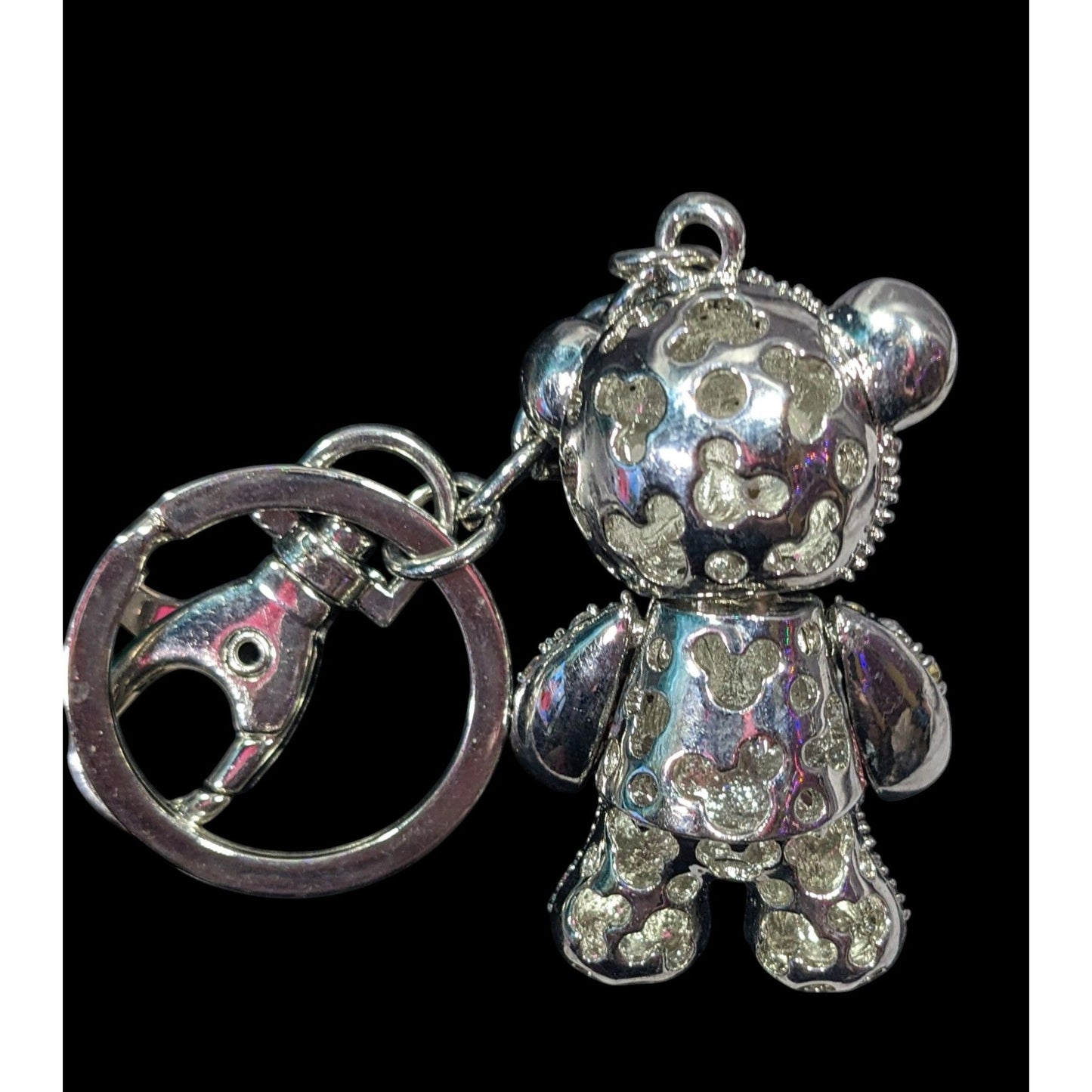 Glam Kidcore Rhinestone Articulated Teddy Bear Keychain