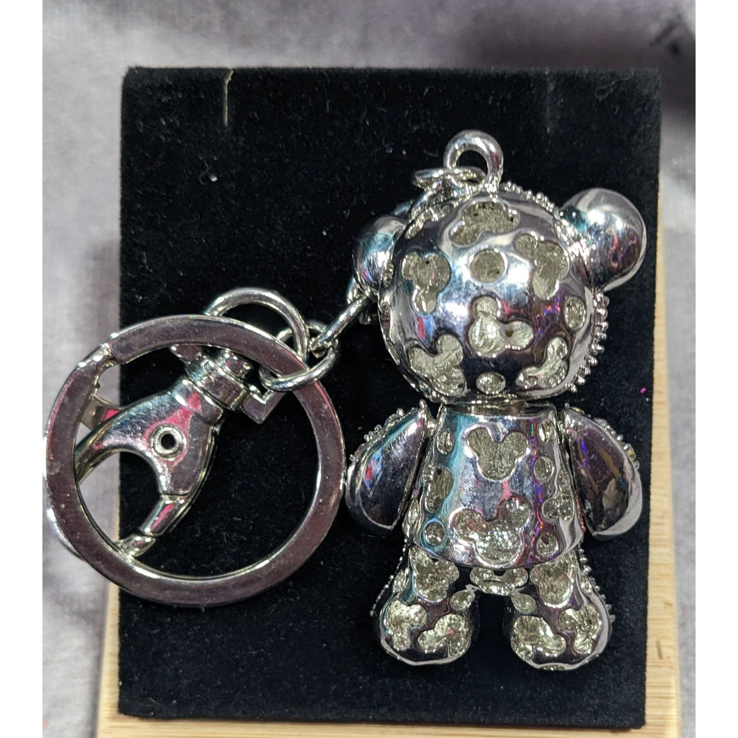 Glam Kidcore Rhinestone Articulated Teddy Bear Keychain