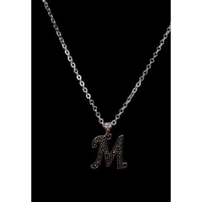 Casual M Initial Silver Tone Pendant Necklace