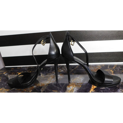 Michael Michael Kors Black Leather Strap Stiletto Heels Size 9M With 4.5-Inch Heel Height