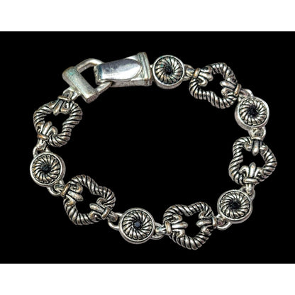 Coquette Silver Tone Heart Link Rhinestone Accent Bracelet