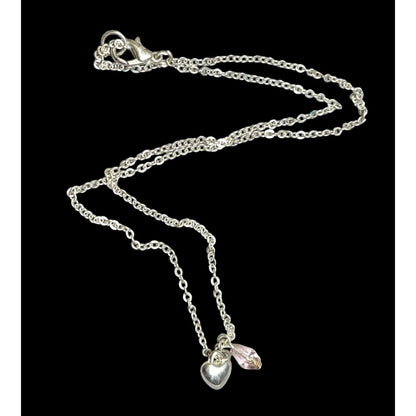 Dainty Minimalist Heart Necklace With Pastel Pink Accent