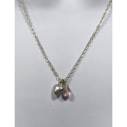 Dainty Minimalist Heart Necklace With Pastel Pink Accent