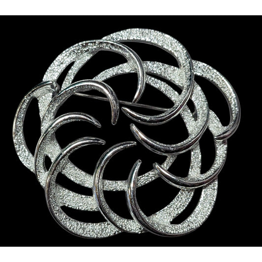 Vintage Sarah Coventry Tailored Swirl Silver Tone Brooch