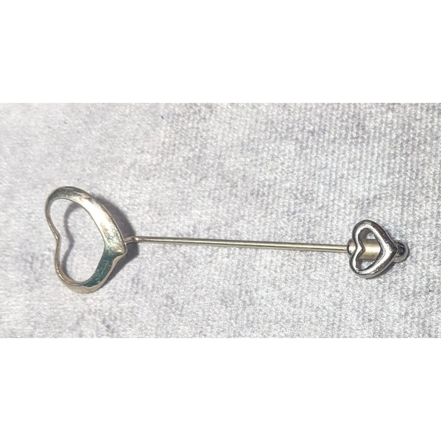 Vintage Double Open Heart Silver Tone Stick Pin