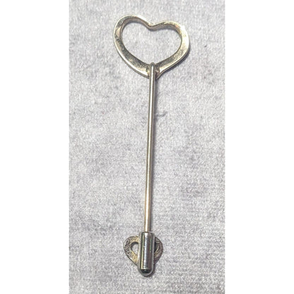 Vintage Double Open Heart Silver Tone Stick Pin