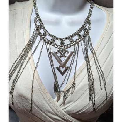 Bohemian Geometric Chain Fringe Necklace