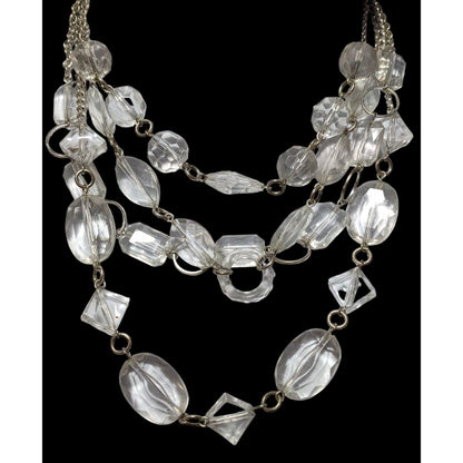 Clear Chunky Gemmed Multilayer  Necklace