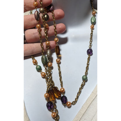 Bohemian Beaded Pearl Gold Chain Necklace