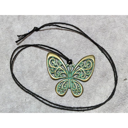 Steampunk Antiqued Butterfly Pendant Necklace