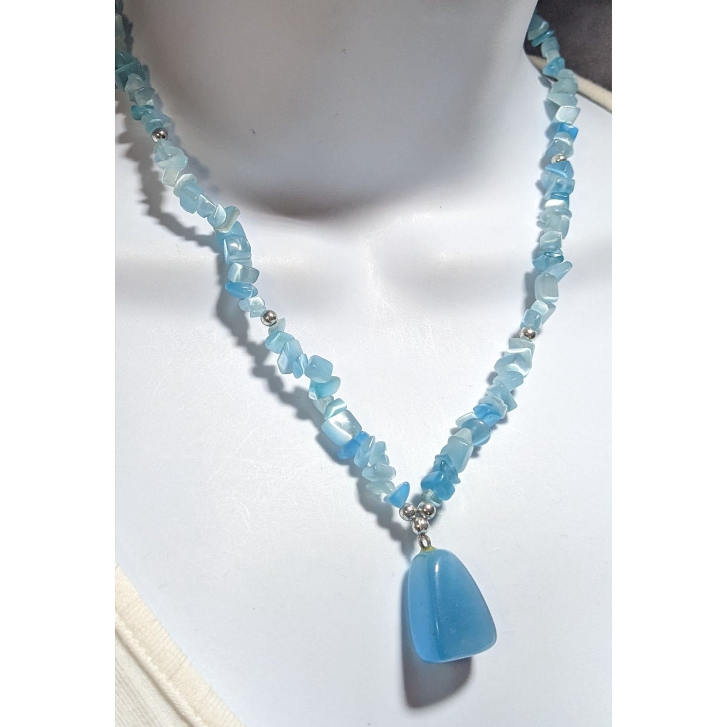 Blue Cat Eye Beaded Necklace