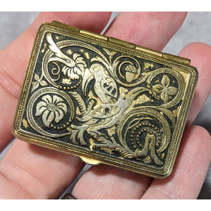 Vintage Floral Damascene Pillbox