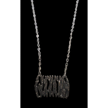 Abstract Silver Tree Bark Pendant Necklace