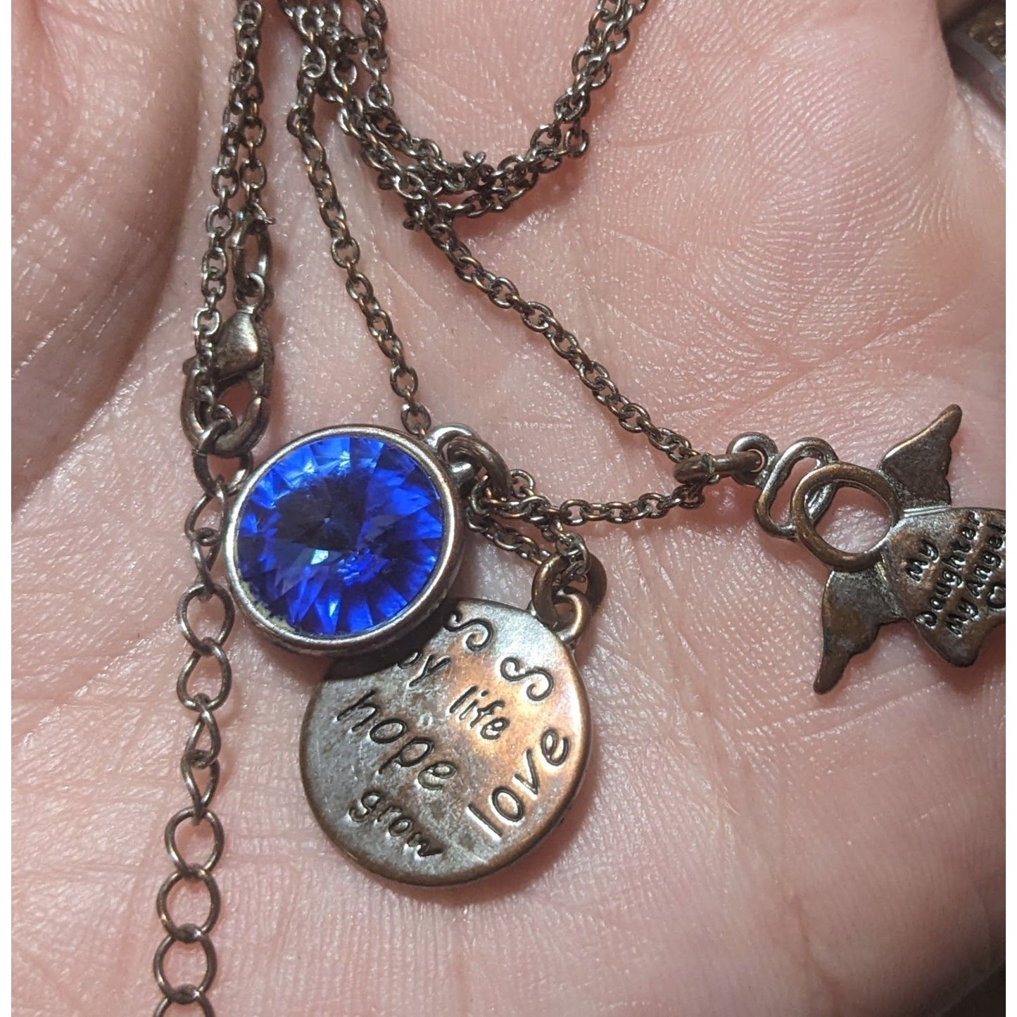 My Daughter My Angel Blue Charm Necklace