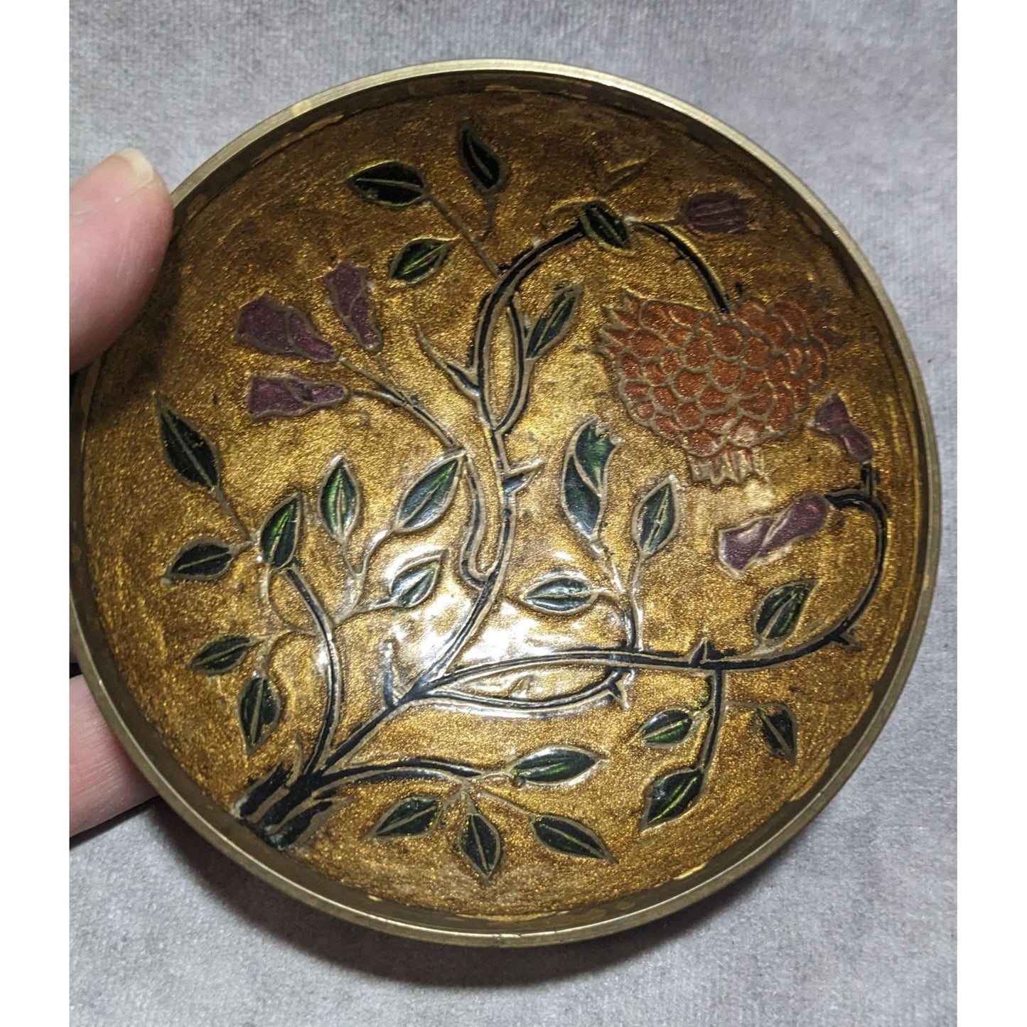 Vintage Brass Floral Bowl