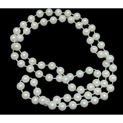 Elegant Glam Long Faux Pearl Necklace 46"