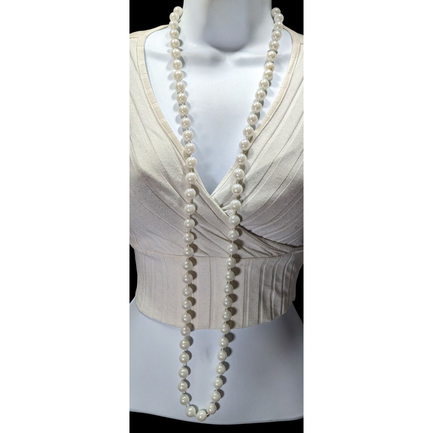 Elegant Glam Long Faux Pearl Necklace 46"