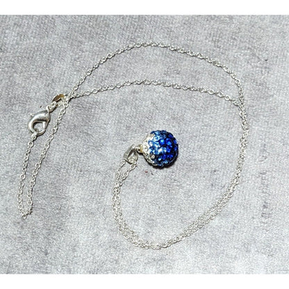 Sterling Blue And White Rhinestone Pendant Necklace