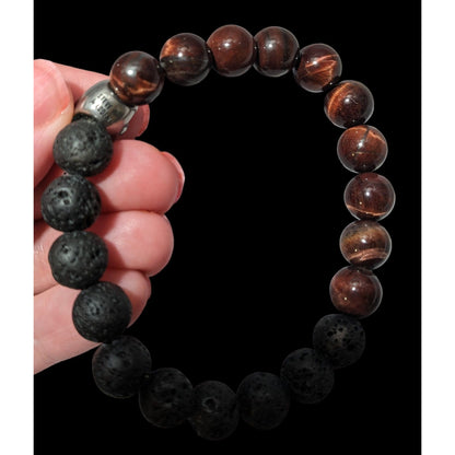 Steve Madden Skull Tiger Eye Lava Bead Bracelet