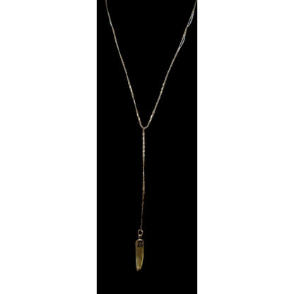 Yellow Crystal Pendant Gold Lariat Necklace