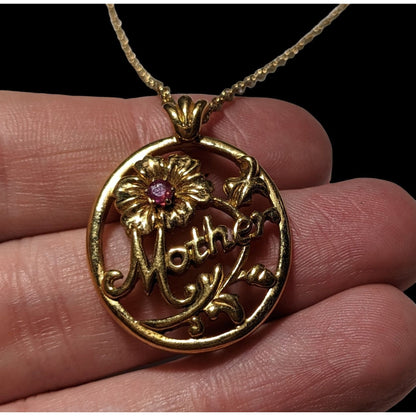 Vintage Avon Mother Floral Pendant Necklace