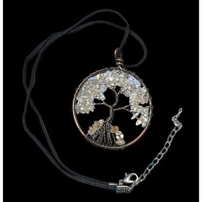 Moonstone Chip Tree Of Life Pendant Necklace