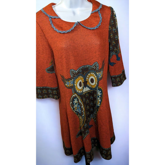 Just Funky Rustic Cottagecore Owl Dress
