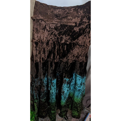 Dimri Gradient Bohemian Hippie Crushed Velvet Maxi Skirt